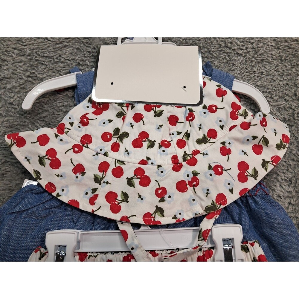 New Little Lass Baby Girls Sz 18 M 3 Piece Outfit Tank Top Shirt Hat Bloomers - Picture 5 of 7